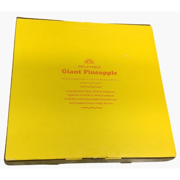 Sun Squad Inflatable Giant Pineapple 6 Ft Long 71"Lx47"W x 10"H Pool River Float - Picture 2 of 4